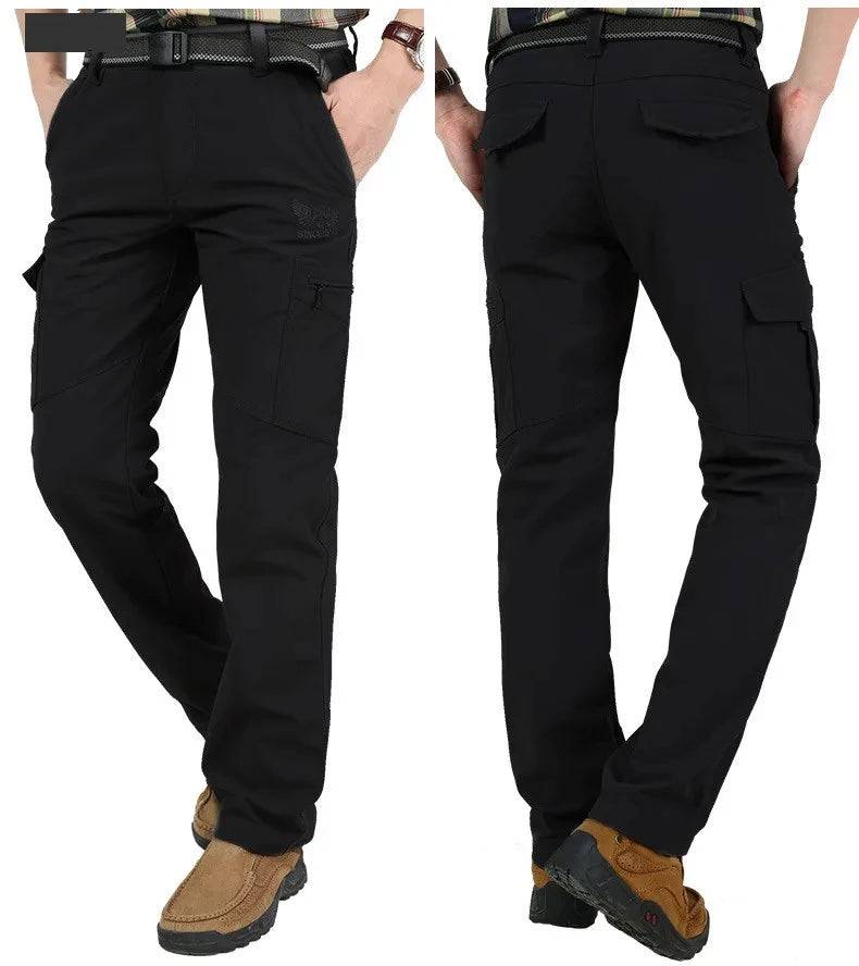 Men's Winter Fleece Tactical Pants Warm Cargo Pant Hunting SoftShell