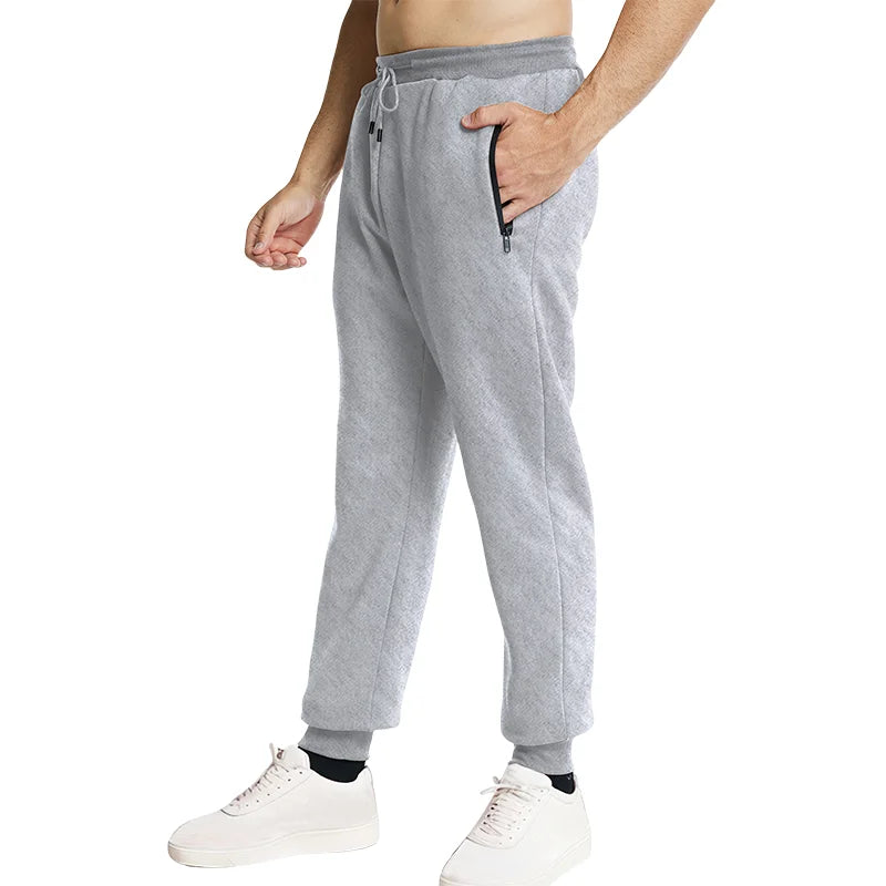 New Sweatpants Side Zipper Pockets Men Joggers Track Pants Elastic