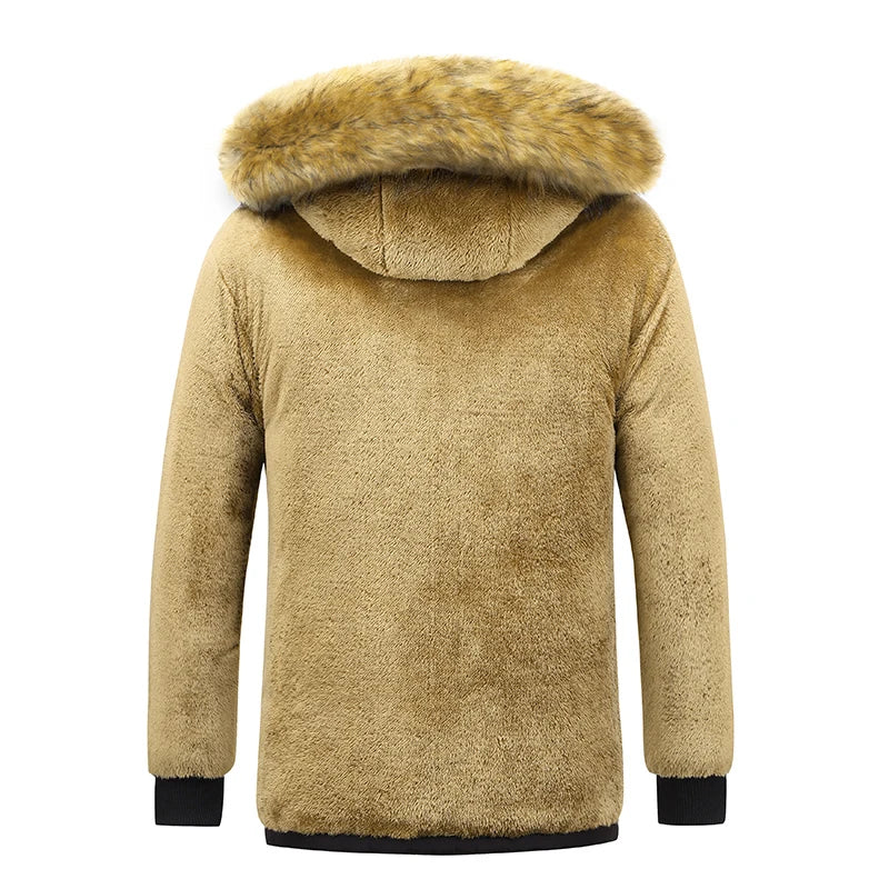 Men 2025 Winter New Windproof Fleece Warm Thick Jacket Parkas Coat Men