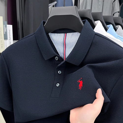 100% pure cotton high-end brand men's short sleeve polo shirt summer