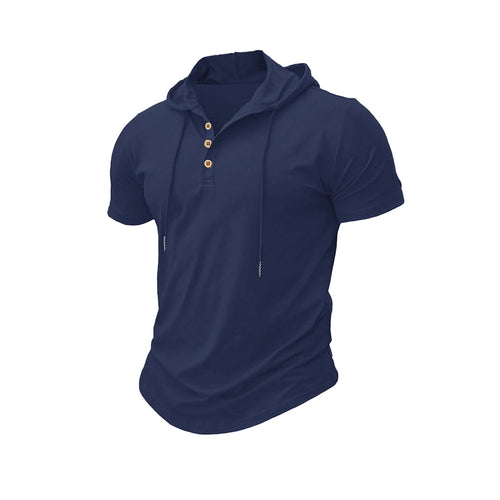 Men T Shirts  Summer Slim Fitness Hooded Short-Sleeved Bodybuilding