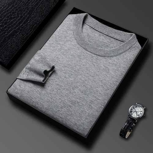 2025 New Men's Casual Sweater Round Neck Long Sleeve Knitted Sweater