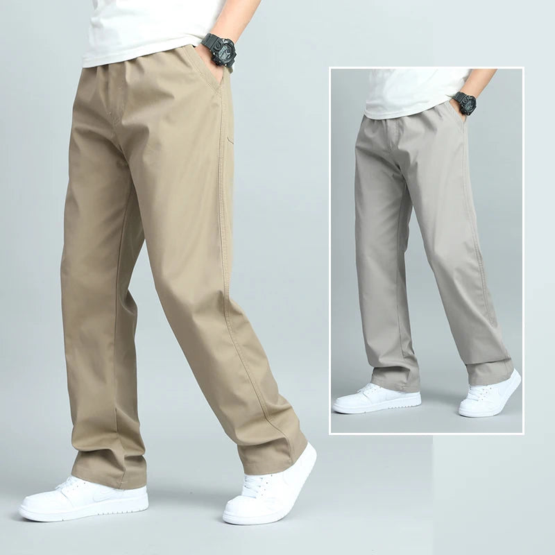 Big Size Men's Casual Cotton Trousers Loose Fit Straight Pants Multi