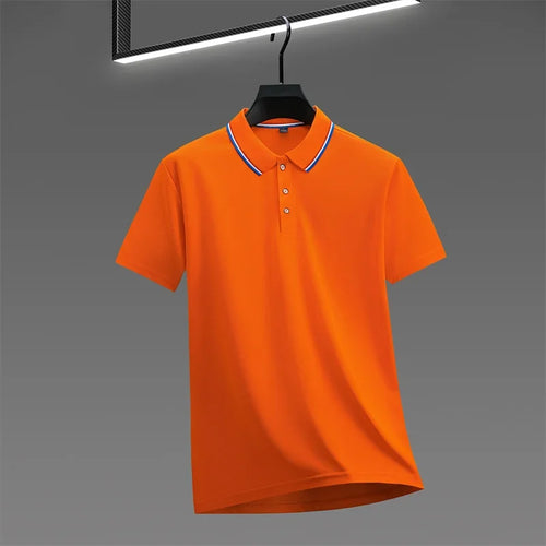2025 New Men's Casual Solid Color Short Sleeved Polo Shirt Summer
