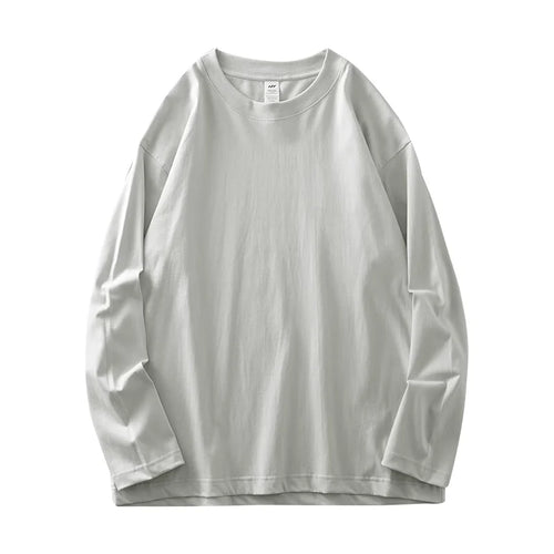 DUKEEN Men's 260G Long Sleeve T Shirts 2025 Spring Pure Cotton Solid