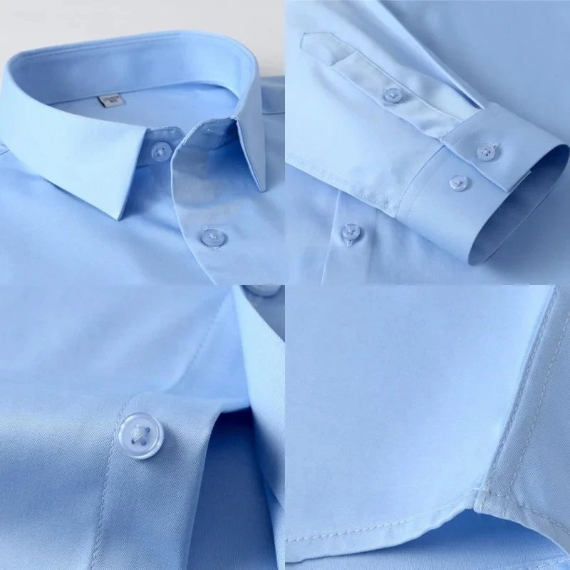 New Anti-Wrinkle Men Shirts Long Sleeve Dress Shirts For Men Slim Fit