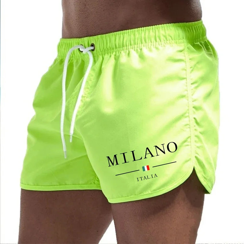 2025 Summer Men's Beach Shorts Urban Print Beach Trunks Jogging Casual