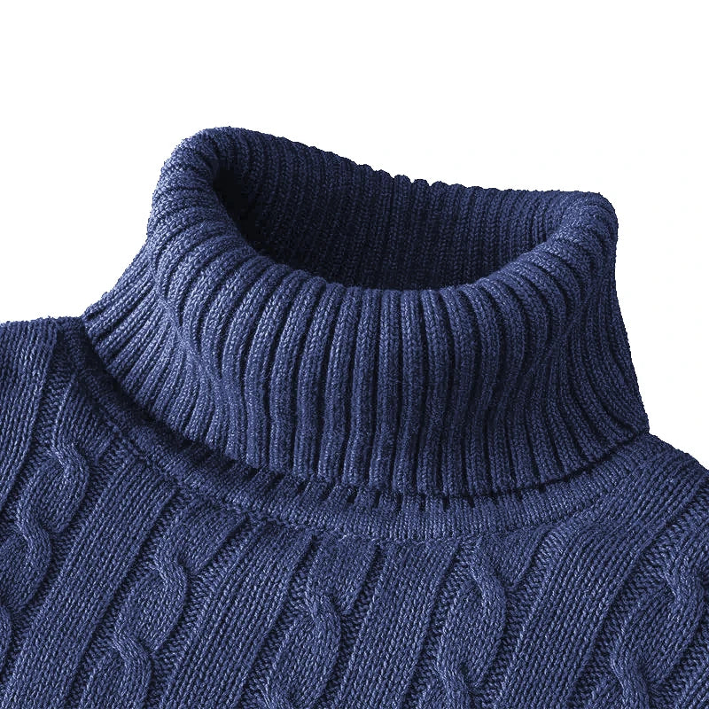 Outdoor Men's Long Sleeve Knitted Sweaters Slim Fit Turtleneck Sweater