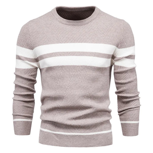 New Autumn Pullover Men's Sweater O-neck Patchwork Long Sleeve Warm