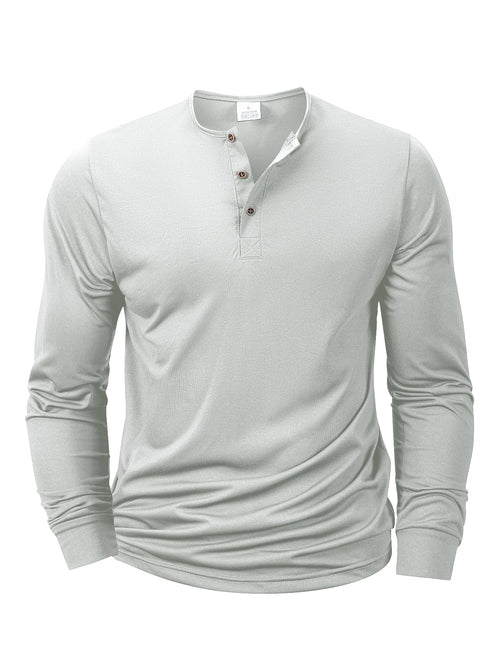 Mens Long Sleeve Henley Neck T-shirt Slim Fit Bottoming Tshirt Casual