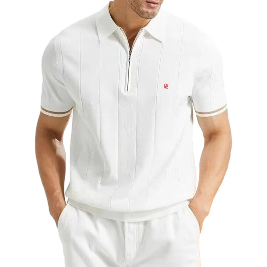 CHCH 2024 New Summer Ribbed Knit Polo Shirt for Men Breathable and