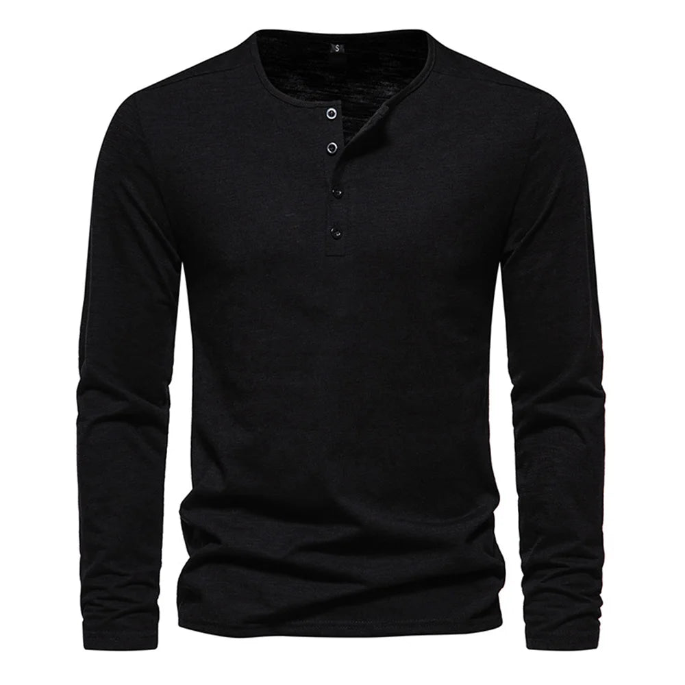 Men Long Sleeved T-shirt Cotton Slim Fit Bottoming Shirt Fitness Tops