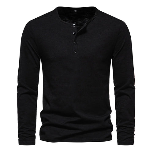 Men Long Sleeved T-shirt Cotton Slim Fit Bottoming Shirt Fitness Tops