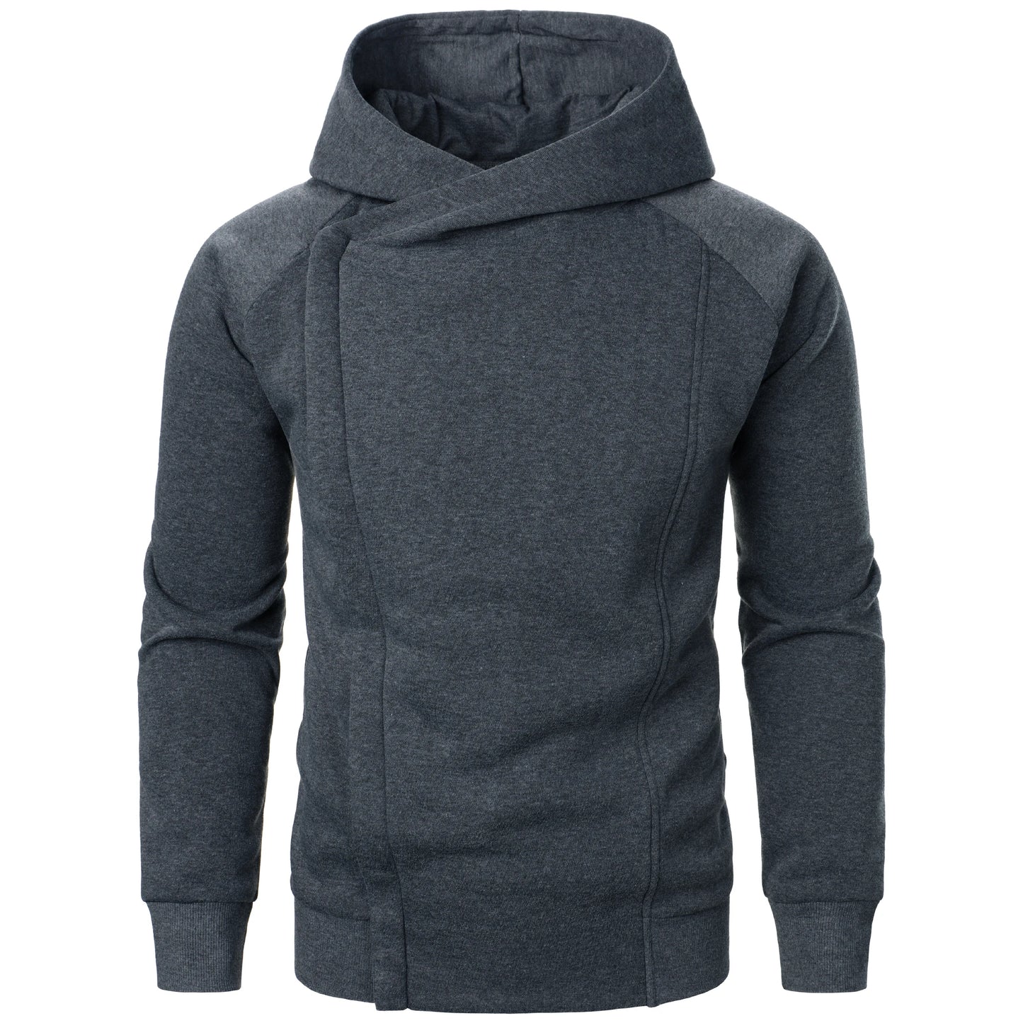 Autumn winter men's solid color hooded top Long sleeve side zipper