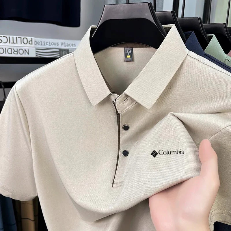 High end brand men's letter printed short sleeved polo shirt cool