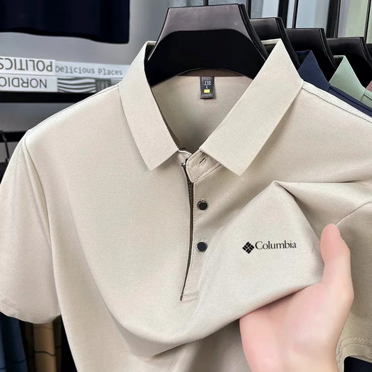 High end brand men's letter printed short sleeved polo shirt cool