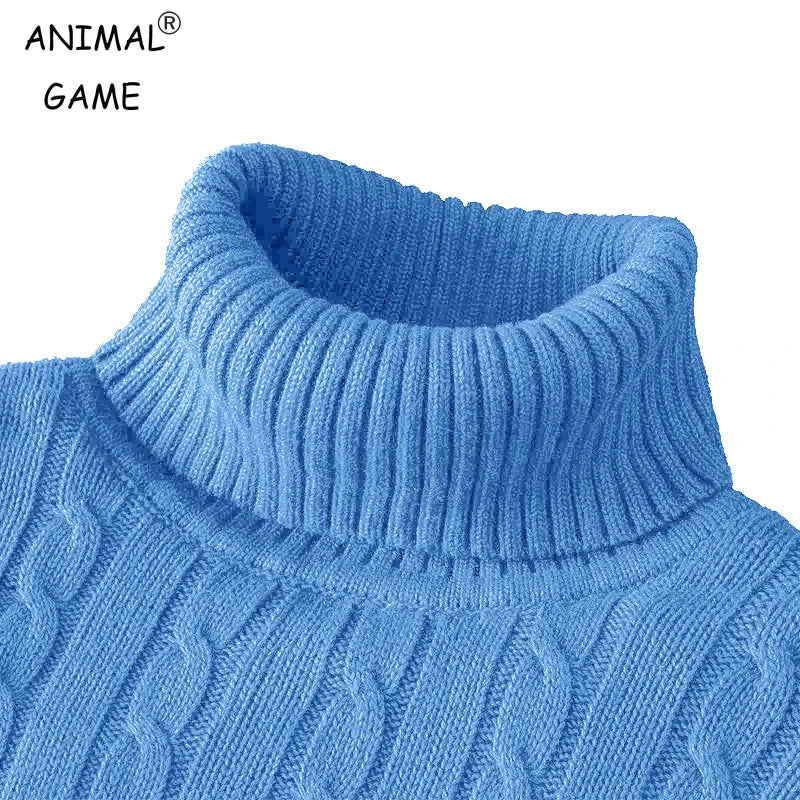 Outdoor Men's Long Sleeve Knitted Sweaters Slim Fit Turtleneck Sweater