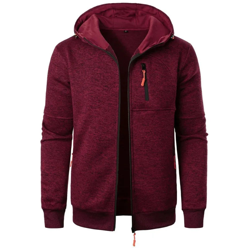New Streetwear Men's Long Sleeve Sweatshirts for Men Zipper Hooded