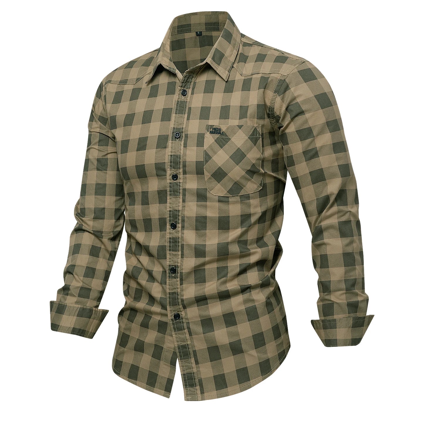 2025 Autumn New Fashion Men's 100% Cotton Plaid Shirt Tops Casual