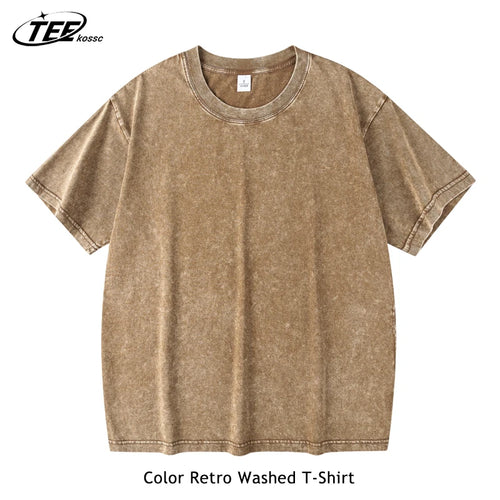 Couple Washed Retro 230g Heavy Duty Cotton Short Sleeved T-shirts