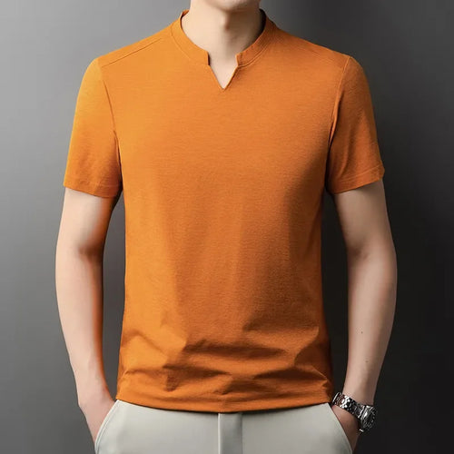 Korean Men's Casual and Fashionable Small V-neck Solid Color Short