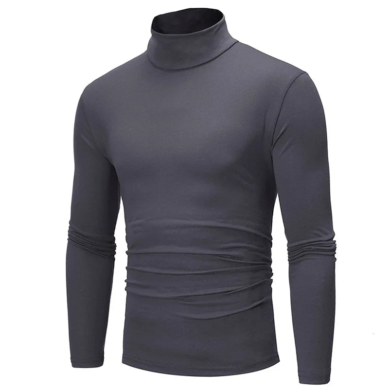 1/2pcs Autumn  Winter Men's High Neck T-shirt Slim Fit Fashion High