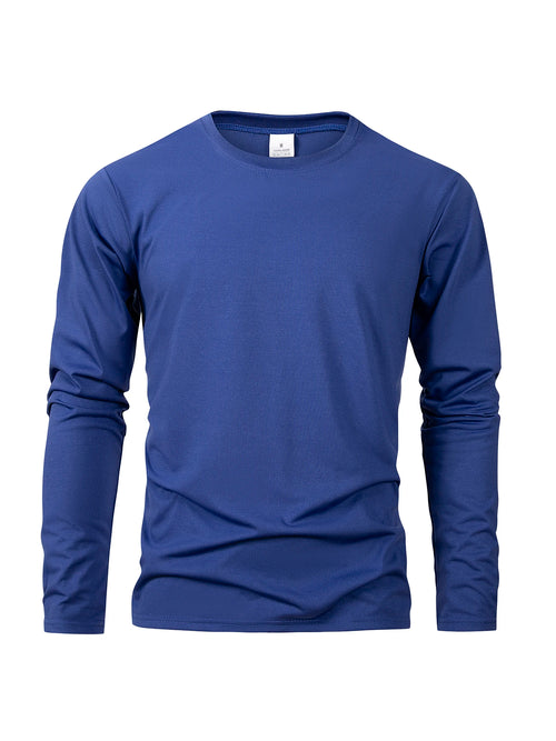 Men's Long Sleeve T Shirts Casual Round Neck Moisture Wicking Tees