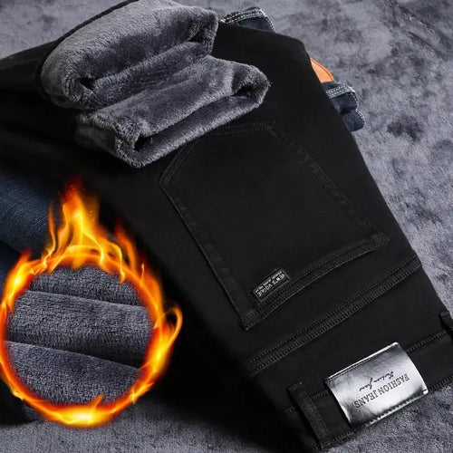 2025 New Business Casual Trousers Grey Fleece Men Clothes Black Blue