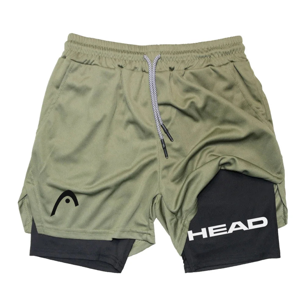 Anime Berserk Head Running Shorts Men Fitness Gym Training 2 in 1