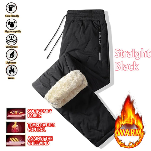 Winter Men Plush Thick Fleece Waterproof Sweatpant Windproof Casual