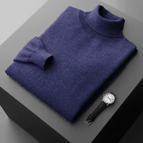 New Men's Turtleneck Pullover Sweater Solid Color Knitted outerwear