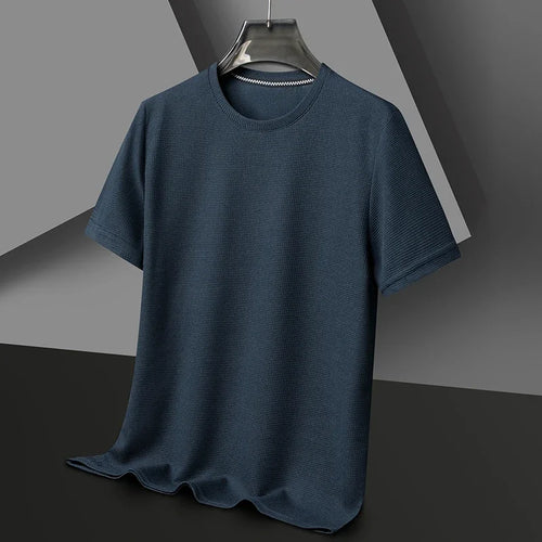 Short sleeved Polo shirShort sleeved Waffle Solid Polot fashion