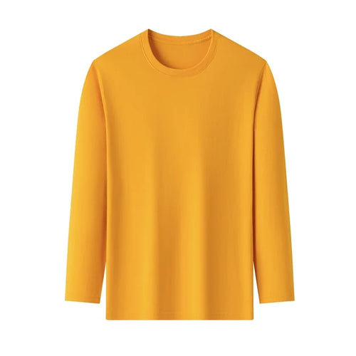Men's Solid Color round Neck Long Sleeve T-Shirt Cotton Summer