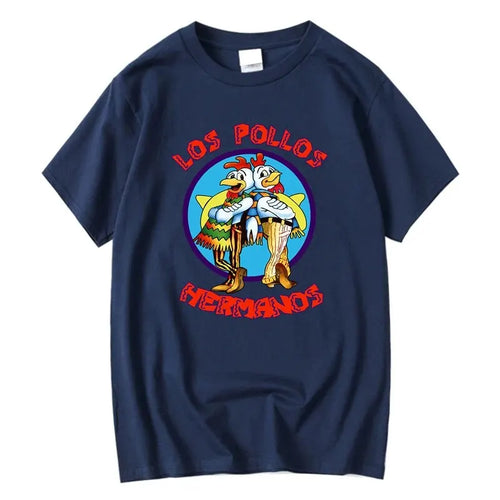 LOS POLLOS Hermanos Funny Printed T-Shirt Men Fashion Casual Short