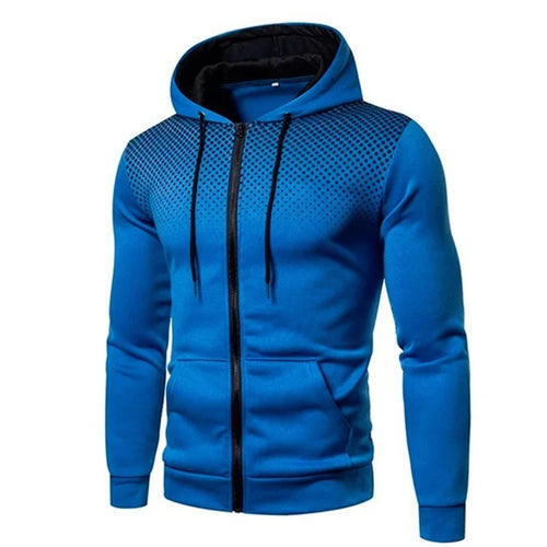 Men's Zip Up Hoodie Pocket Polka Pot Print Hooded Sweatshirt Sport