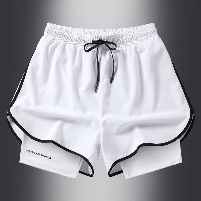 Fake two pieces of summer sports shorts, men's and women's quick