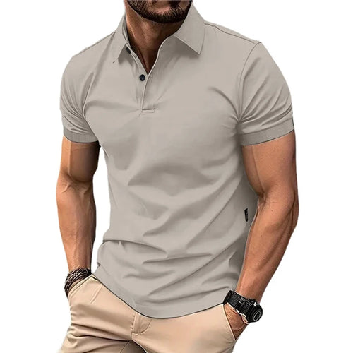 Summer Men's Solid Color Polo Shirt Short Sleeve Lapel Button Tshirts