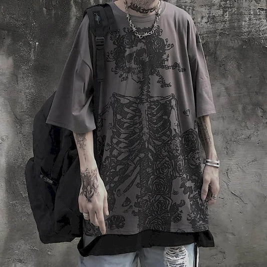 Men T-shirts 2023 Summer Streetwear High Street Gothic Skull Tshirt