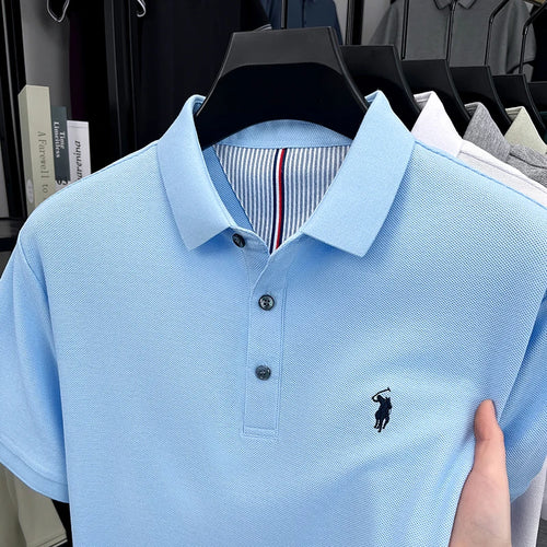 High end brand 100% cotton short sleeve polo shirt men luxur pony