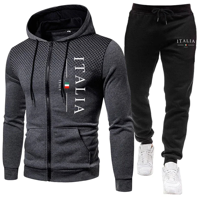 Autumn Winter Popular Men's Tracksuit Zipper Hoodie and Sweatpants