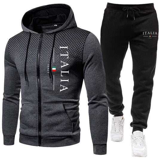 Autumn Winter Popular Men's Tracksuit Zipper Hoodie and Sweatpants