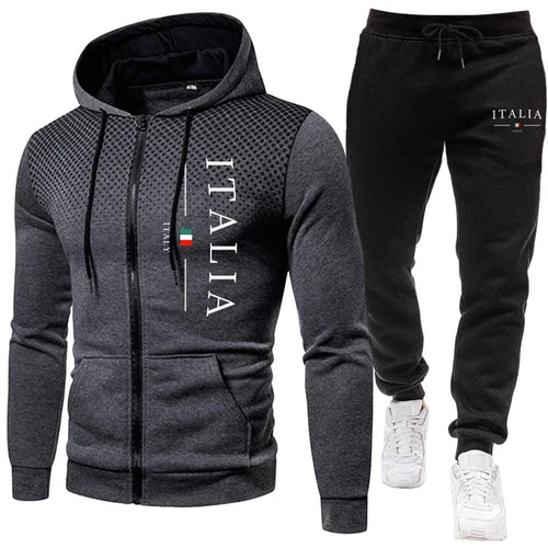 Autumn Winter Popular Men's Tracksuit Zipper Hoodie and Sweatpants