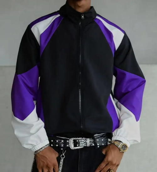 Men's color-blocked jacket, lightweight, casual, travel, windproof and