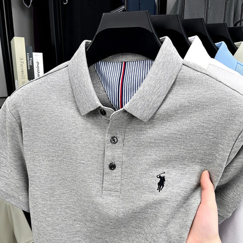 High end brand 100% cotton short sleeve polo shirt men luxur pony