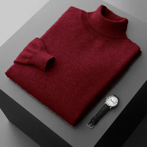 New Men's Turtleneck Pullover Sweater Solid Color Knitted outerwear