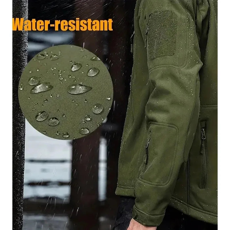 Men's Hooded Casual Military Outdoor Utility Jacket Fashion Sharkskin