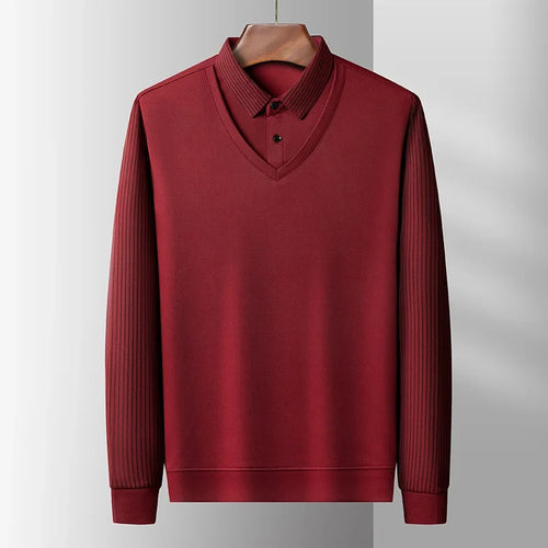 2025 New Men's Casual and Fashionable Long Sleeved Solid Color Fake