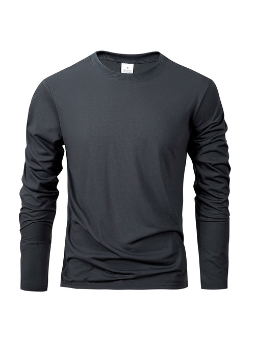 Men's Long Sleeve T Shirts Casual Round Neck Moisture Wicking Tees