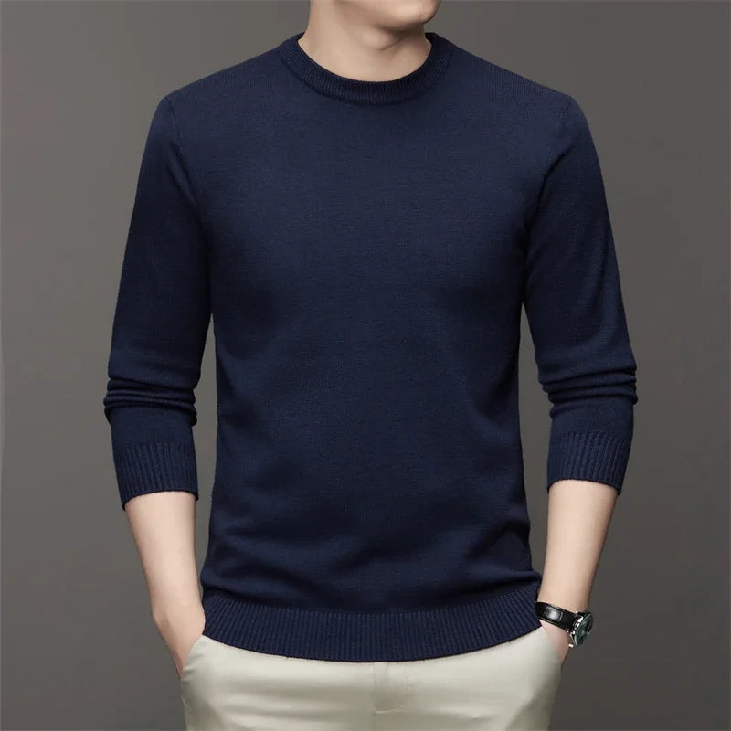 7 Colour Men's Round Neck Long Sleeved Solid Color Sweater Soft Warm