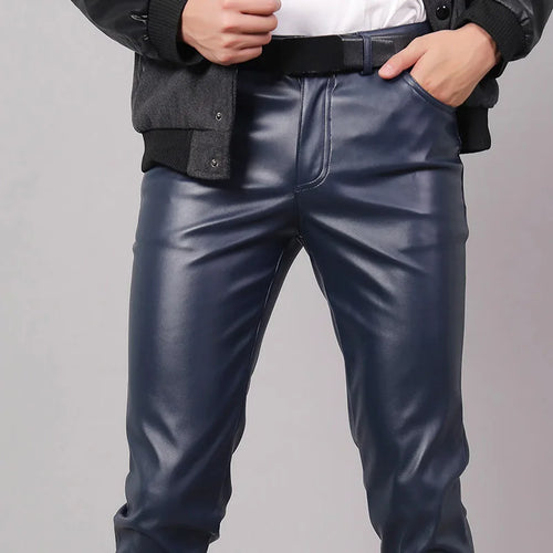 Men's Fashion Rock Style PU Leather Pants Night Club Dance Pants Men's